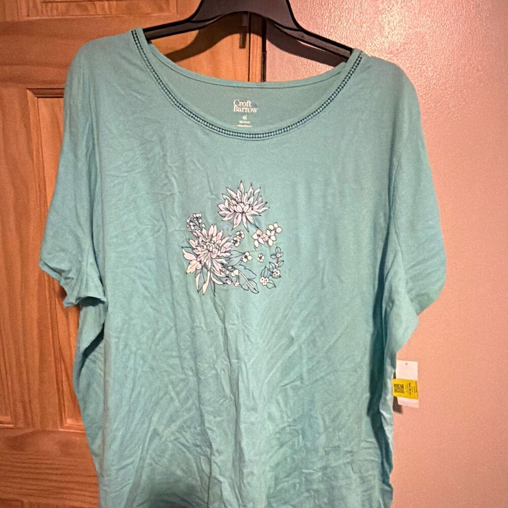 Croft & Barrow Women’s Plus 4X light green Knit Sleepshirt Round Neck